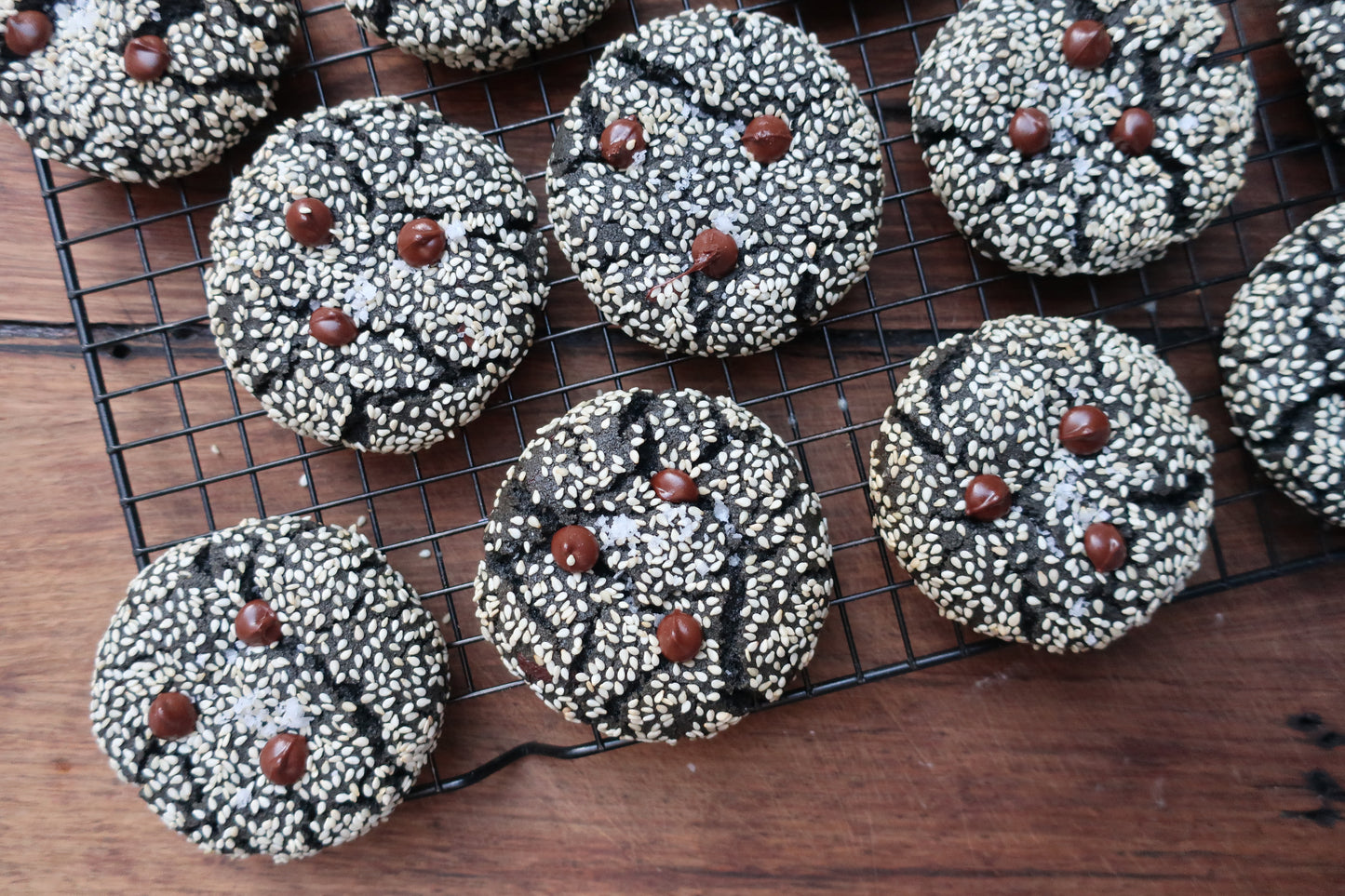 Black Sesame and Dark Choc Cookies